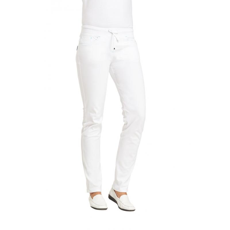 Heute im Angebot: Damenhose 7100 von LEIBER / Farbe: weiß-türkis / 72% Baumwolle 23% Polyamid 5% Elastolefin in der Region Aachen