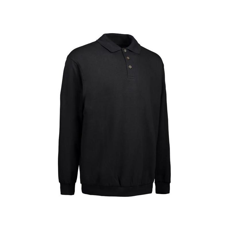 Heute im Angebot: Klassisches Herren Polo-Sweatshirt 601 von ID / Farbe: schwarz / 70% BAUMWOLLE 30% POLYESTER in der Region Annaburg