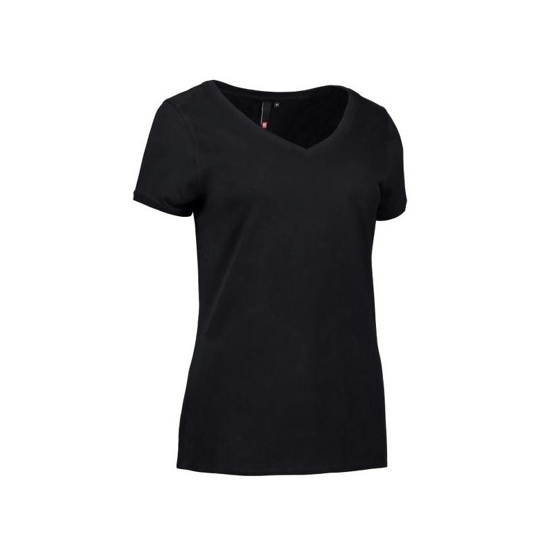 Heute im Angebot: CORE V-Neck Tee Damen T-Shirt 543 von ID / Farbe: schwarz / 100% BAUMWOLLE in der Region Kassel