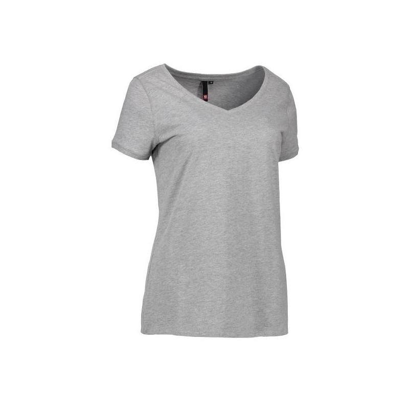 Heute im Angebot: CORE V-Neck Tee Damen T-Shirt 543 von ID / Farbe: grau / 100% BAUMWOLLE in der Region Bautzen