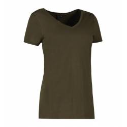 ARBEITS-T-SHIRT DAMEN | CORE V-Neck Tee 543 von ID / Farbe: oliv / 90% BAUMWOLLE 10% VISKOSE - | MEIN-KASACK.de | kasack