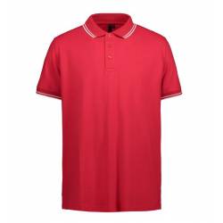 ARBEITS-POLO-SHIRT HERREN | Stretch Kontrast 522 von ID / Farbe: rot / 85% BAUMWOLLE 10% VISKOSE 5% ELASTHAN - | MEIN-KA