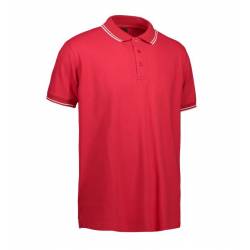 ARBEITS-POLO-SHIRT HERREN | Stretch Kontrast 522 von ID / Farbe: rot / 85% BAUMWOLLE 10% VISKOSE 5% ELASTHAN - | MEIN-KA