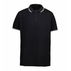 ARBEITS-POLO-SHIRT HERREN | Stretch Kontrast 522 von ID / Farbe: schwarz / 85% BAUMWOLLE 10% VISKOSE 5% ELASTHAN - | MEI