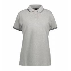 ARBEITS-POLO-SHIRT DAMEN | Stretch Kontrast 523 von ID / Farbe: grau / 85% BAUMWOLLE 10% VISKOSE 5% ELASTHAN - | MEIN-KA