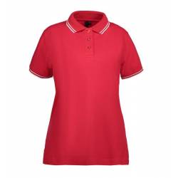 ARBEITS-POLO-SHIRT DAMEN | Stretch Kontrast 523 von ID / Farbe: rot / 85% BAUMWOLLE 10% VISKOSE 5% ELASTHAN - | MEIN-KAS