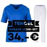 SALE - Kombination aus TENCEL-KASACK 2700 und TENCEL-HOSE 2701 von MEIN-KASACK.de / Farbe: kornblau - weiß - | MEIN-KASA