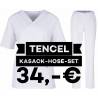 SALE - Kombination aus TENCEL-KASACK 2700 und TENCEL-HOSE 2701 von MEIN-KASACK.de / Farbe: weiß - | MEIN-KASACK.de | kas