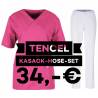 SALE - Kombination aus TENCEL-KASACK 2700 und TENCEL-HOSE 2701 von MEIN-KASACK.de / Farbe: pink - weiß - | MEIN-KASACK.d