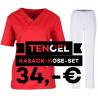 SALE - Kombination aus TENCEL-KASACK 2700 und TENCEL-HOSE 2701 von MEIN-KASACK.de / Farbe: rot - weiß - | MEIN-KASACK.de