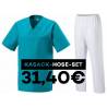 SALE - Kombination aus KASACK 273 und  SCHLUPFHOSE 330 von MEIN-KASACK.de / Farbe: TEAL - WEIß - | MEIN-KASACK.de | kasa