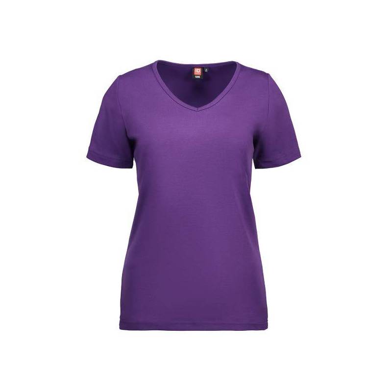 RESTPOSTEN: Interlock Damen T-Shirt | V-Ausschnitt | 506 von ID / Farbe:  lila / 100% BAUMWOLLE Größe - US M Farbe Lila