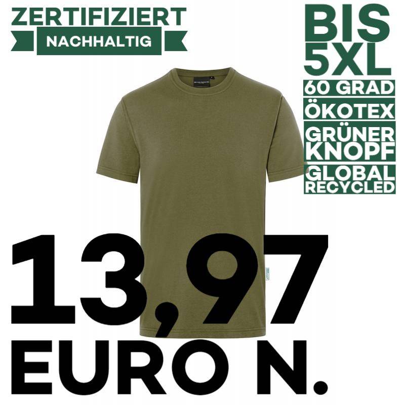 ARBEITS-T-SHIRT HERREN | Stretch WORKWEAR | TM 9 von KARLOWSKY / Farbe: moosgrün / 51% Polyester / 46% BW / 3% Elastane | MEIN-KASACK.de - KASACK - KASACKS