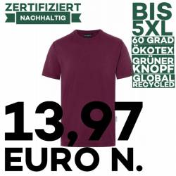 ARBEITS-T-SHIRT HERREN | Stretch WORKWEAR | TM 9 von KARLOWSKY / Farbe: aubergine / 51% Polyester / 46% BW / 3% Elastane