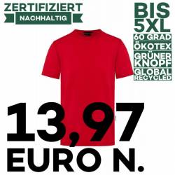 ARBEITS-T-SHIRT HERREN | Stretch WORKWEAR | TM 9 von KARLOWSKY / Farbe: rot / 51% Polyester / 46% BW / 3% Elastane - | M