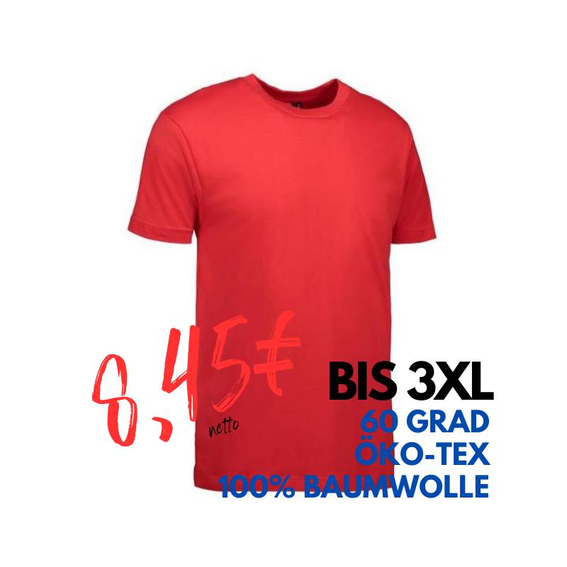 ARBEITS-T-SHIRT (Unisex - Herren - Damen) | 500 von ID / Farbe: rot / 100% BAUMWOLLE | MEIN-KASACK.de - KASACK - KASACKS