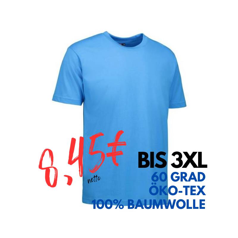 ARBEITS-T-SHIRT (Unisex - Herren - Damen) | 500 von ID / Farbe: cyan / 100% BAUMWOLLE | MEIN-KASACK.de - KASACK - KASACKS