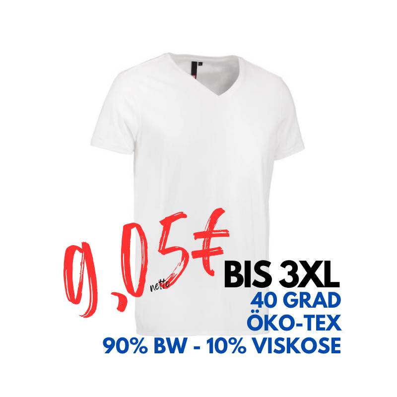 ARBEITS-T-SHIRT HERREN | CORE V-Neck Tee 542 von ID / Farbe: weiß / 90% BAUMWOLLE 10% VISKOSE | MEIN-KASACK.de - KASACK - KASACKS