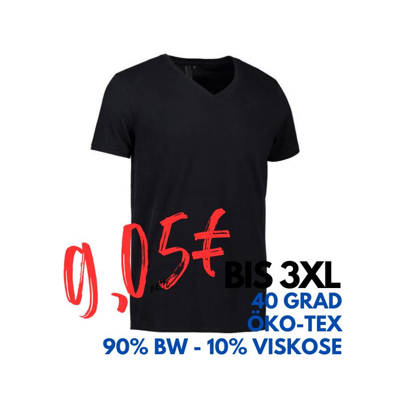 ARBEITS-T-SHIRT HERREN | CORE V-Neck Tee 542 von ID / Farbe: schwarz / 90% BAUMWOLLE 10% VISKOSE | MEIN-KASACK.de - KASACK - KASACKS