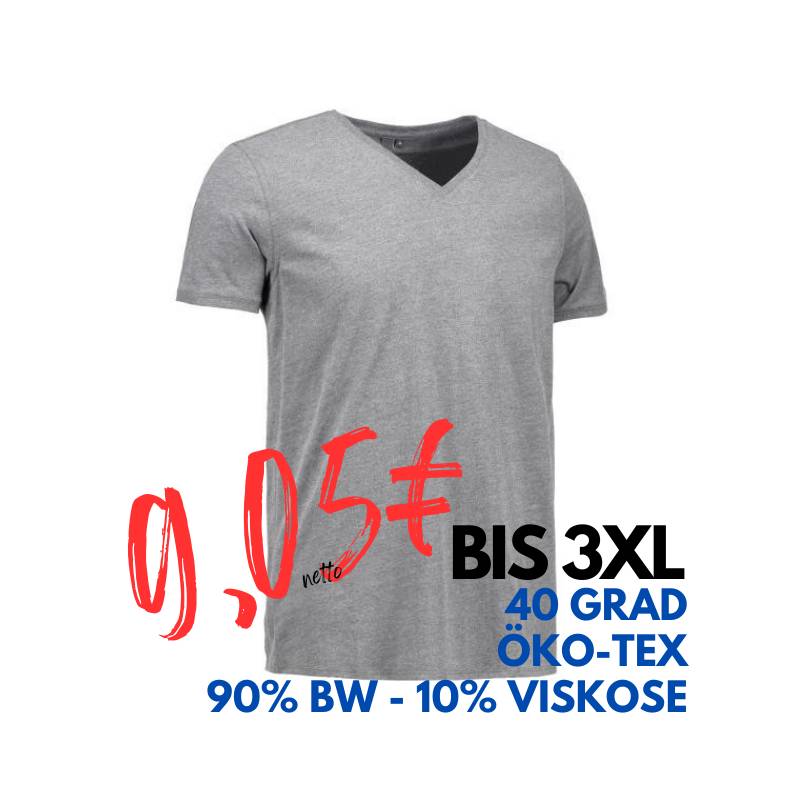 ARBEITS-T-SHIRT HERREN | CORE V-Neck Tee 542 von ID / Farbe: grau / 90% BAUMWOLLE 10% VISKOSE | MEIN-KASACK.de - KASACK - KASACKS