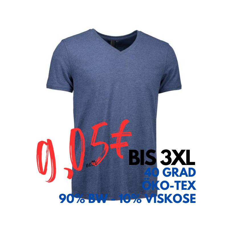 ARBEITS-T-SHIRT HERREN | CORE V-Neck Tee 542 von ID / Farbe: blau  / 90% BAUMWOLLE 10% VISKOSE | MEIN-KASACK.de - KASACK - KASACKS