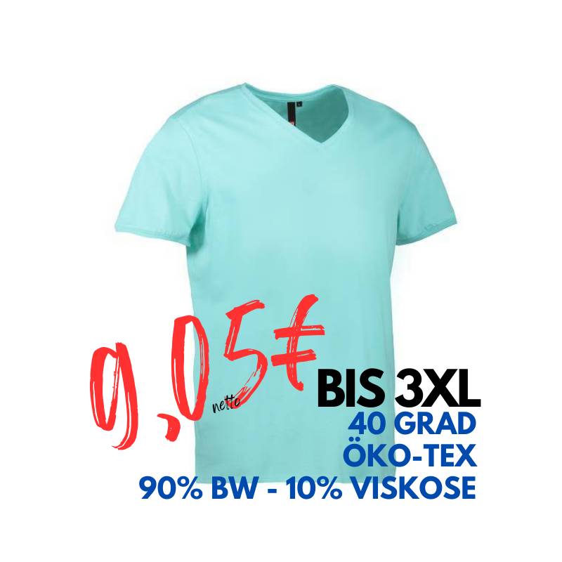 ARBEITS-T-SHIRT HERREN | CORE V-Neck Tee 542 von ID / Farbe: mint / 90% BAUMWOLLE 10% VISKOSE | MEIN-KASACK.de - KASACK - KASACKS