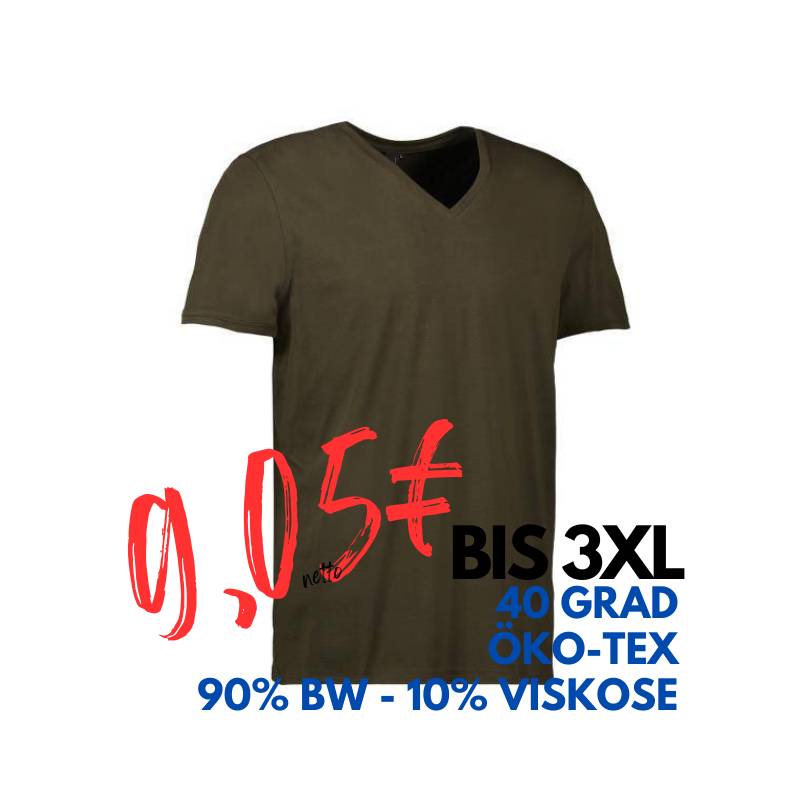 ARBEITS-T-SHIRT HERREN | CORE V-Neck Tee 542 von ID / Farbe: oliv / 90% BAUMWOLLE 10% VISKOSE | MEIN-KASACK.de - KASACK - KASACKS