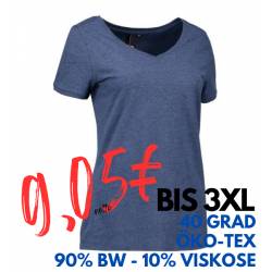 ARBEITS-T-SHIRT DAMEN | CORE V-Neck Tee 543 von ID / Farbe: blau / 90% BAUMWOLLE 10% VISKOSE - | MEIN-KASACK.de | kasack