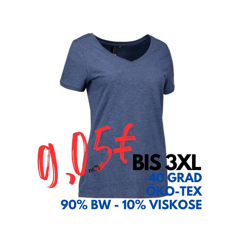 ARBEITS-T-SHIRT DAMEN | CORE V-Neck Tee 543 von ID / Farbe: blau / 90% BAUMWOLLE 10% VISKOSE | MEIN-KASACK.de - KASACK - KASACKS