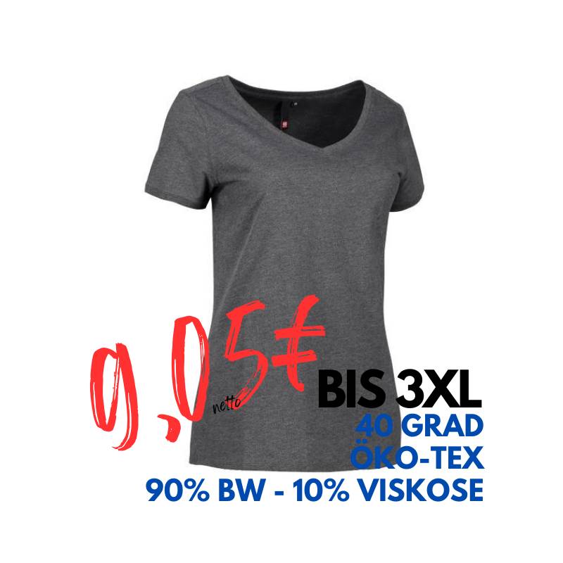 ARBEITS-T-SHIRT DAMEN | CORE V-Neck Tee 543 von ID / Farbe: koks / 90% BAUMWOLLE 10% VISKOSE | MEIN-KASACK.de - KASACK - KASACKS