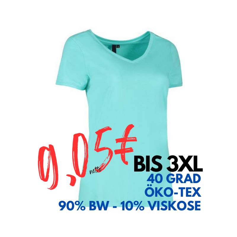 ARBEITS-T-SHIRT DAMEN | CORE V-Neck Tee 543 von ID / Farbe: mint / 90% BAUMWOLLE 10% VISKOSE | MEIN-KASACK.de - KASACK - KASACKS