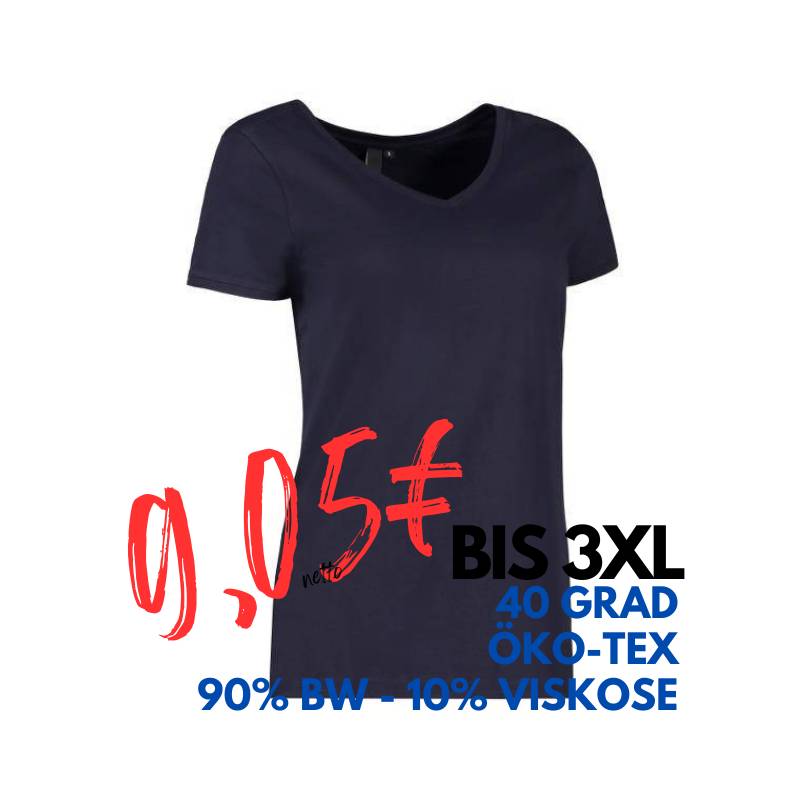 ARBEITS-T-SHIRT DAMEN | CORE V-Neck Tee 543 von ID / Farbe: navy / 90% BAUMWOLLE 10% VISKOSE | MEIN-KASACK.de - KASACK - KASACKS