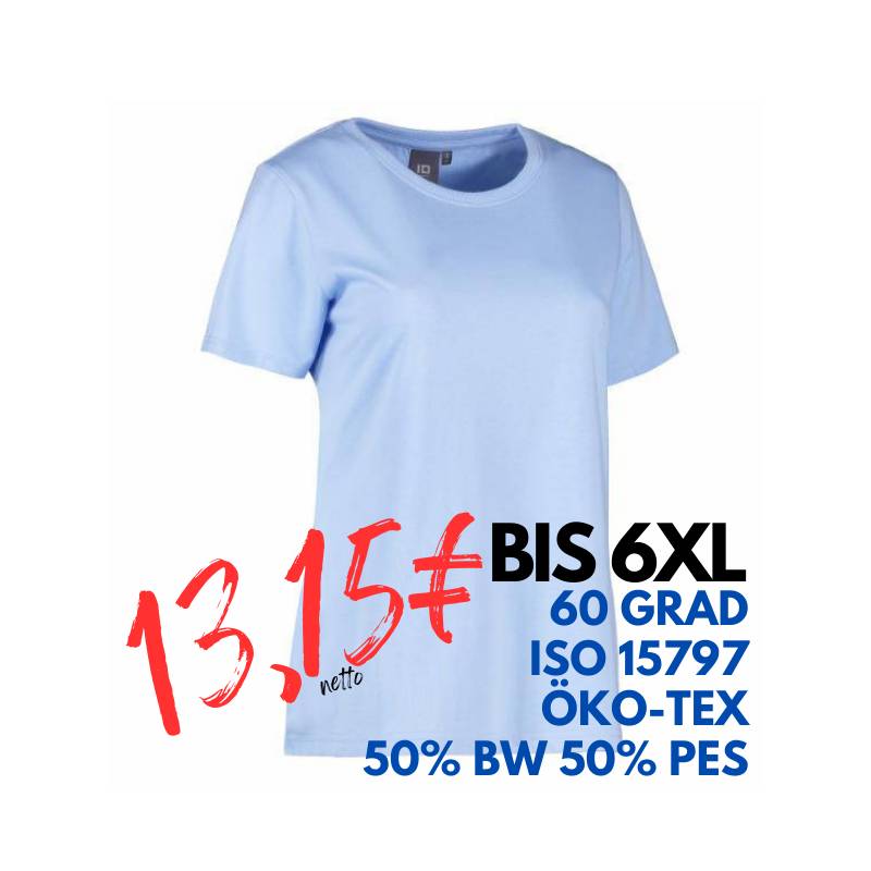 ARBEITS-T-SHIRT DAMEN | PRO Wear 317 von ID / Farbe: hellblau / 50% BAUMWOLLE 50% POLYESTER | MEIN-KASACK.de - KASACK - KASACKS