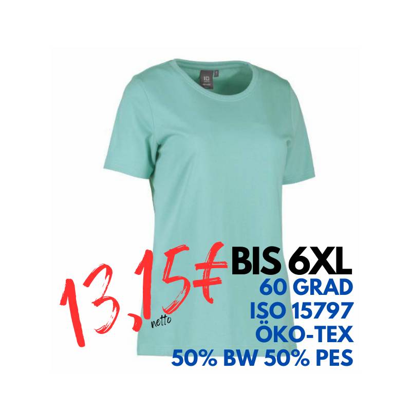 ARBEITS-T-SHIRT DAMEN | PRO Wear 317 von ID / Farbe: stovet aqua / 50% BAUMWOLLE 50% POLYESTER | MEIN-KASACK.de - KASACK - KASACKS