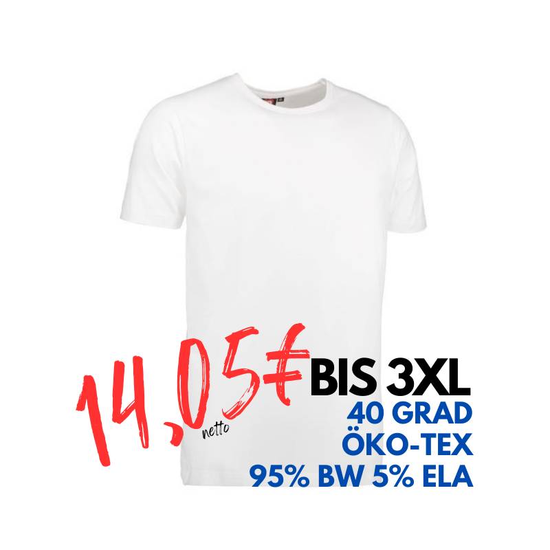 ARBEITS-T-SHIRT HERREN | Stretch Komfort 594 von ID / Farbe: weiß / 95% BAUMWOLLE 5% ELASTHAN | MEIN-KASACK.de - KASACK - KASACKS