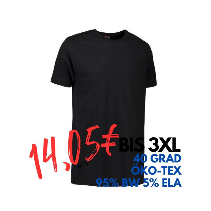 ARBEITS-T-SHIRT HERREN | Stretch Komfort 594 von ID / Farbe: schwarz / 95% BAUMWOLLE 5% ELASTHAN | MEIN-KASACK.de - KASACK - KASACKS