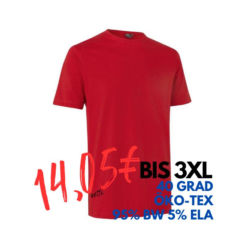 ARBEITS-T-SHIRT HERREN | Stretch Komfort 594 von ID / Farbe: Rot / 95% BAUMWOLLE 5% ELASTHAN | MEIN-KASACK.de - KASACK - KASACKS