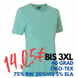 ARBEITS-T-SHIRT DAMEN | Stretch Komfort 595 von ID / Farbe: Alt-aqua / 75% Baumwolle 20% Viskose 5% Elasthan - | MEIN-KA