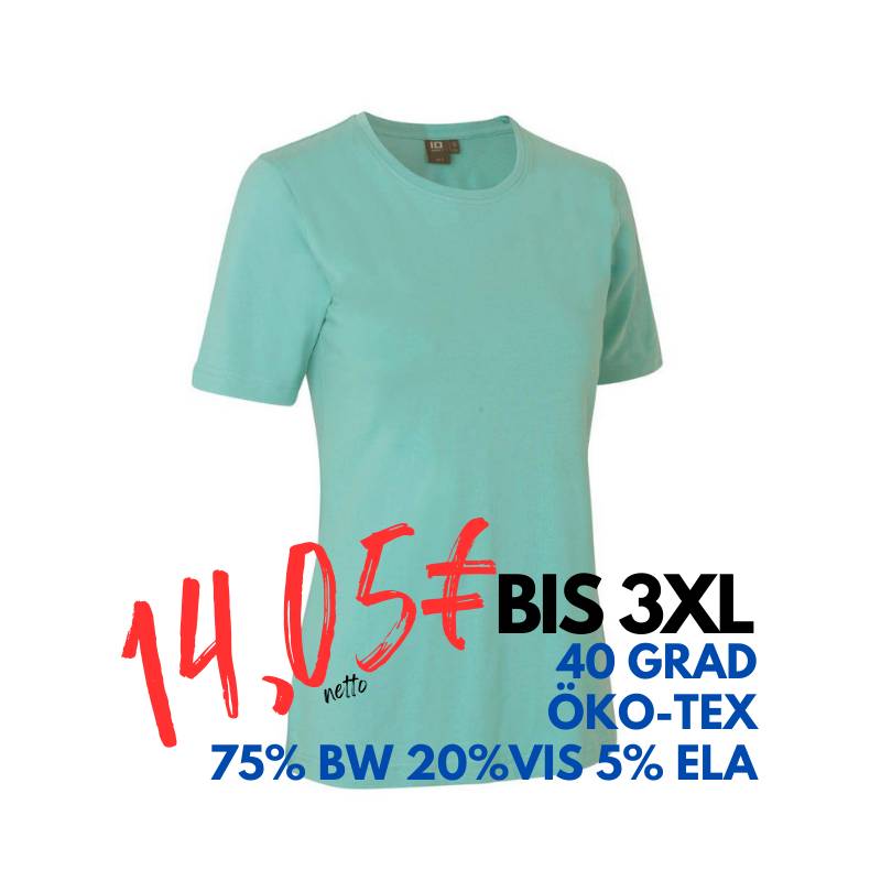 ARBEITS-T-SHIRT DAMEN | Stretch Komfort 595 von ID / Farbe: Alt-aqua / 75% Baumwolle 20% Viskose 5% Elasthan | MEIN-KASACK.de - KASACK - KASACKS