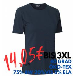 ARBEITS-T-SHIRT DAMEN | Stretch Komfort 595 von ID / Farbe: Navy / 75% Baumwolle 20% Viskose 5% Elasthan - | MEIN-KASACK