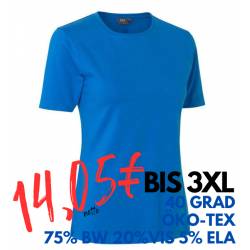 ARBEITS-T-SHIRT DAMEN | Stretch Komfort 595 von ID / Farbe: Azur / 75% Baumwolle 20% Viskose 5% Elasthan - | MEIN-KASACK