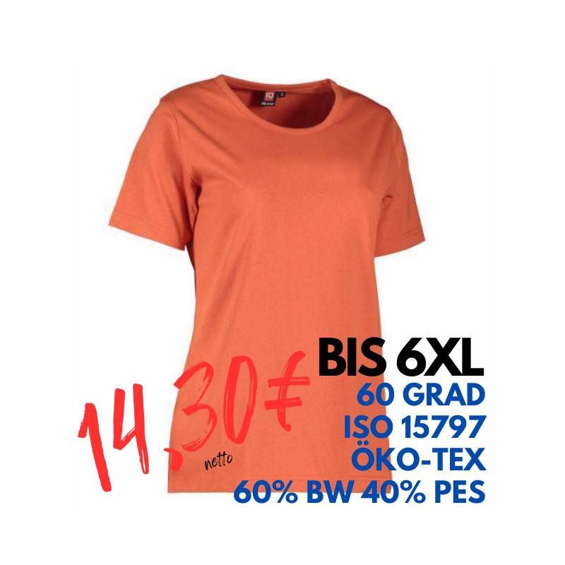 ARBEITS-T-SHIRT DAMEN | PRO Wear 312 von ID / Farbe: coral / 60% BAUMWOLLE 40% POLYESTER | MEIN-KASACK.de - KASACK - KASACKS