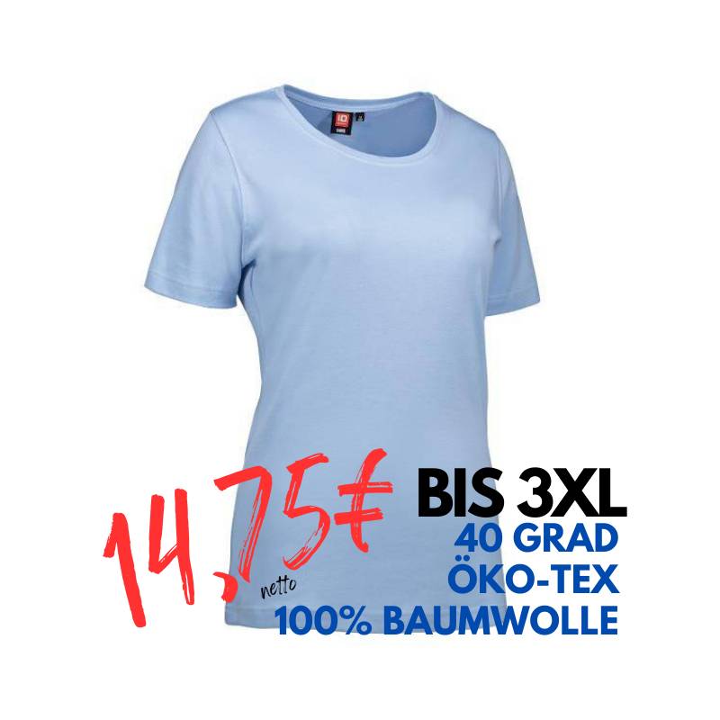 ARBEITS-T-SHIRT DAMEN | Interlock 508 von ID / Farbe: hellblau / 100% BAUMWOLLE | MEIN-KASACK.de - KASACK - KASACKS