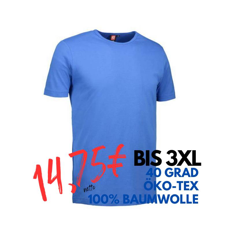 ARBEITS-T-SHIRT HERREN | Interlock 517 von ID / Farbe: azur / 100% BAUMWOLLE | MEIN-KASACK.de - KASACK - KASACKS