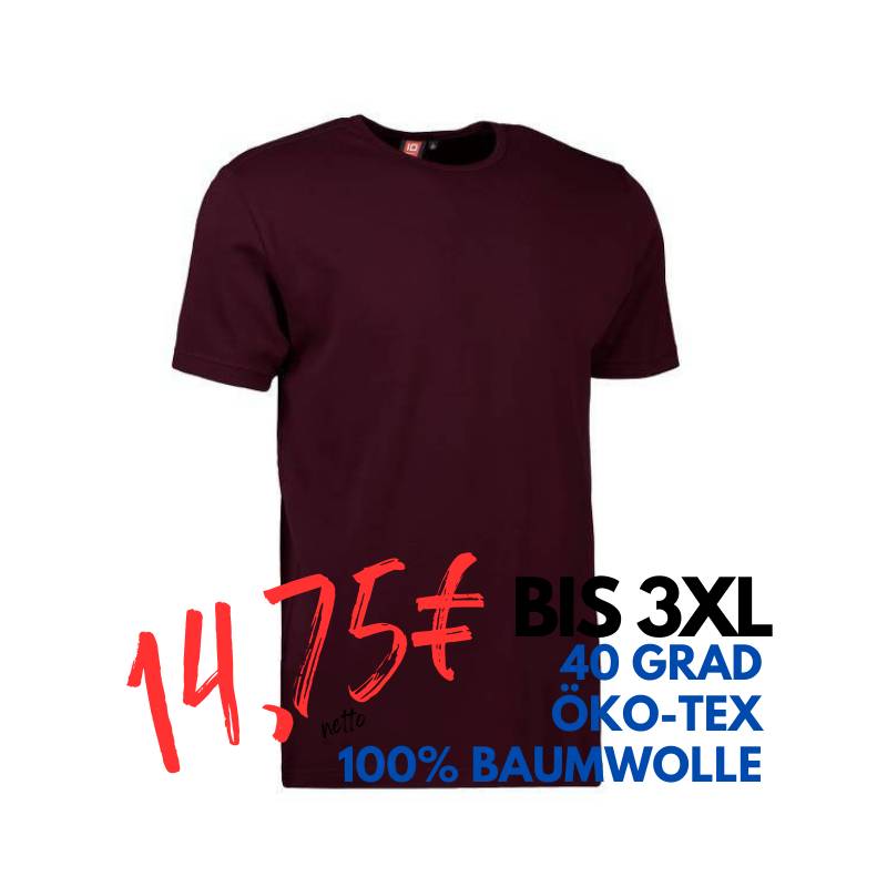 ARBEITS-T-SHIRT HERREN | Interlock 517 von ID / Farbe: bordeaux / 100% BAUMWOLLE | MEIN-KASACK.de - KASACK - KASACKS