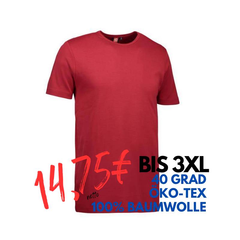 ARBEITS-T-SHIRT HERREN | Interlock 517 von ID / Farbe: rot / 100% BAUMWOLLE | MEIN-KASACK.de - KASACK - KASACKS