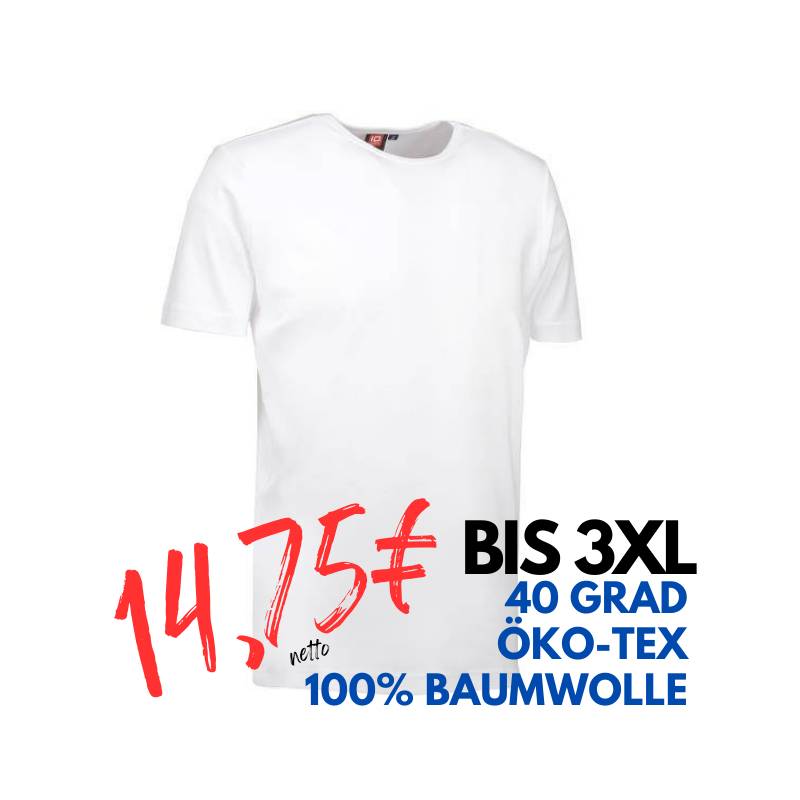 ARBEITS-T-SHIRT HERREN | Interlock 517 von ID / Farbe: weiß / 100% BAUMWOLLE | MEIN-KASACK.de - KASACK - KASACKS