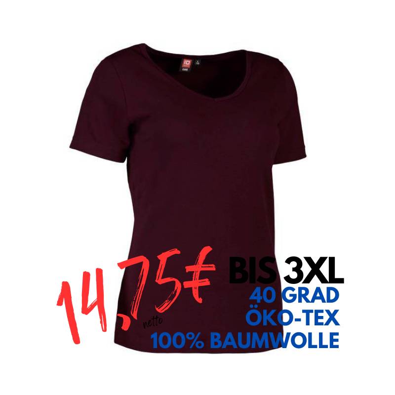 ARBEITS-T-SHIRT DAMEN | Interlock 506 von ID / Farbe: bordeaux / 100% BAUMWOLLE | MEIN-KASACK.de - KASACK - KASACKS