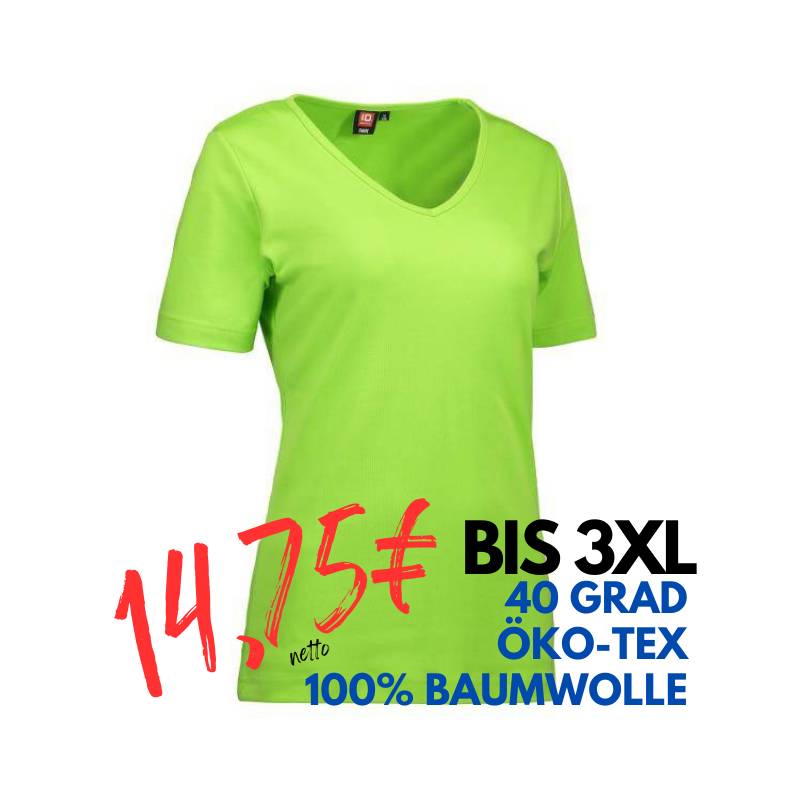 ARBEITS-T-SHIRT DAMEN | Interlock 506 von ID / Farbe: lime / 100% BAUMWOLLE | MEIN-KASACK.de - KASACK - KASACKS