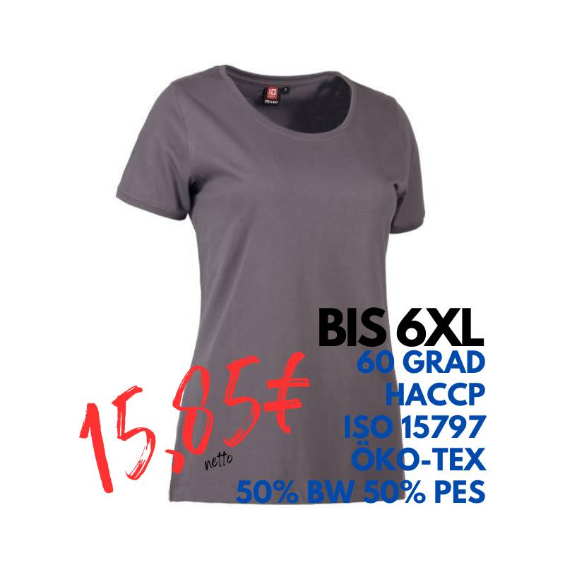 ARBEITS-T-SHIRT DAMEN | PRO Wear CARE O-Neck 371 von ID / Farbe: grau / 60% BAUMWOLLE 40% POLYESTER | MEIN-KASACK.de - KASACK - KASACKS